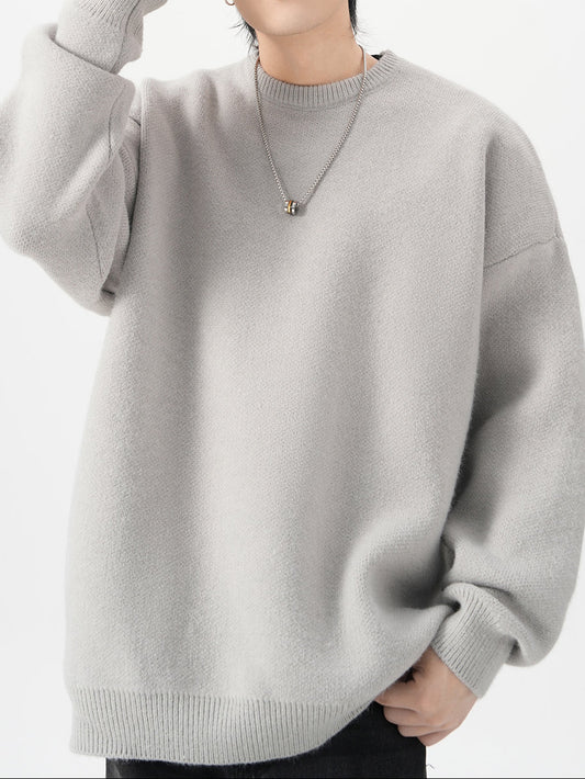 「3色展開」カジュアル無地ニットプルオーバー TK0293