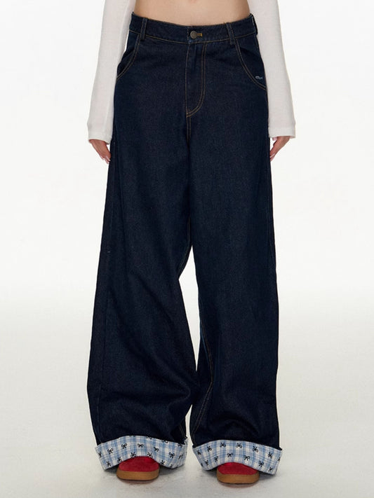 「パッチワーク」ワイドデニムパンツ TK0298