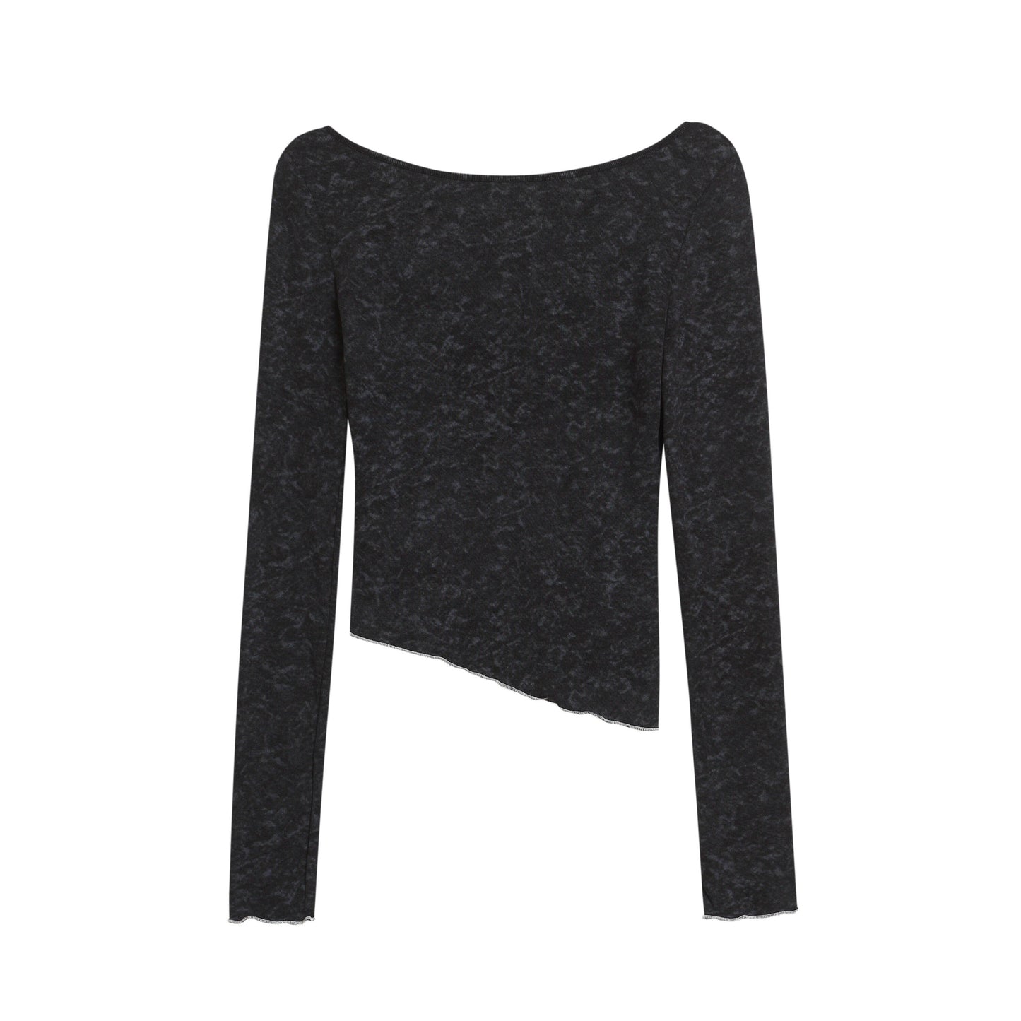 ムラ染めフリルネックロングシャツ TK0301