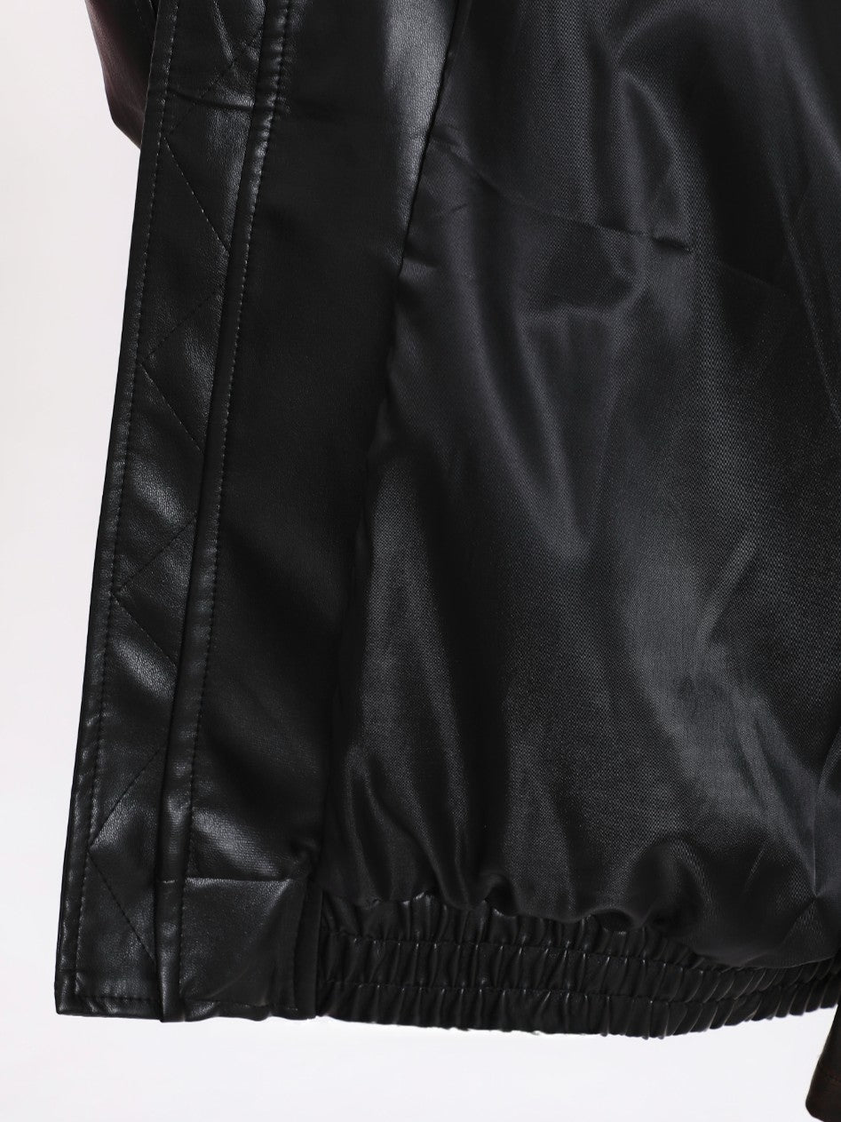 「ブラック/ブラウン」PUレザー ライダースジャケット TK0320