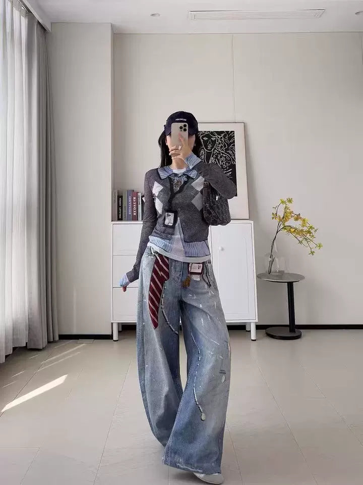 「ストリートウェア」ヴィンテージプリント ワイドパンツ TK0333