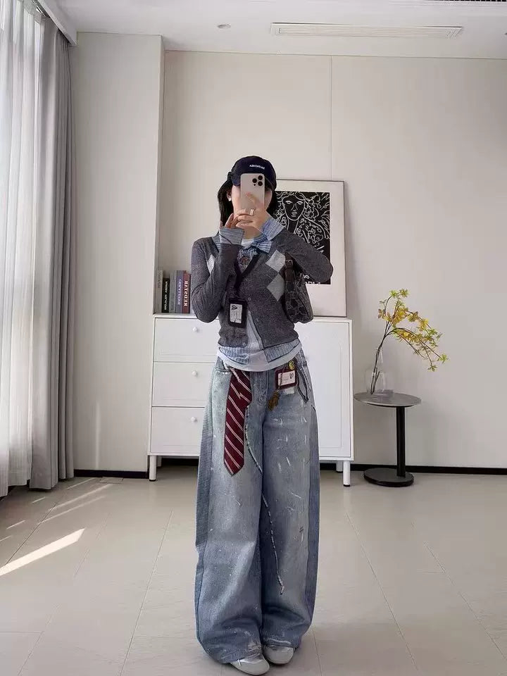 「ストリートウェア」ヴィンテージプリント ワイドパンツ TK0333