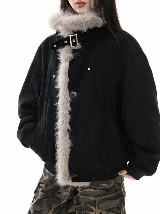 ファー付きスエードショートジャケット TK0353