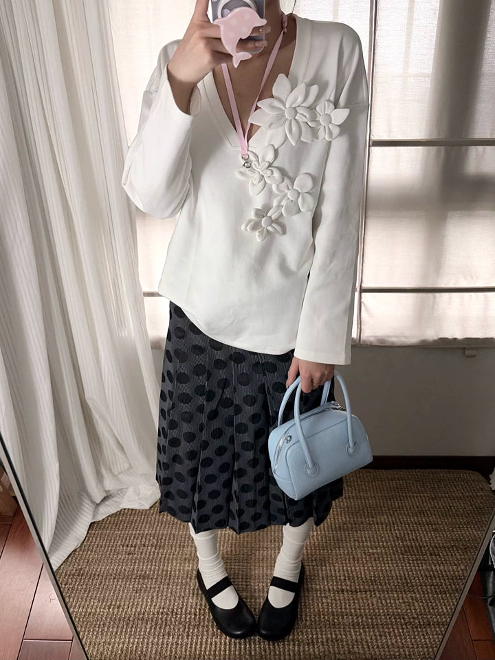 ドット柄タックプリーツスカート TK0359