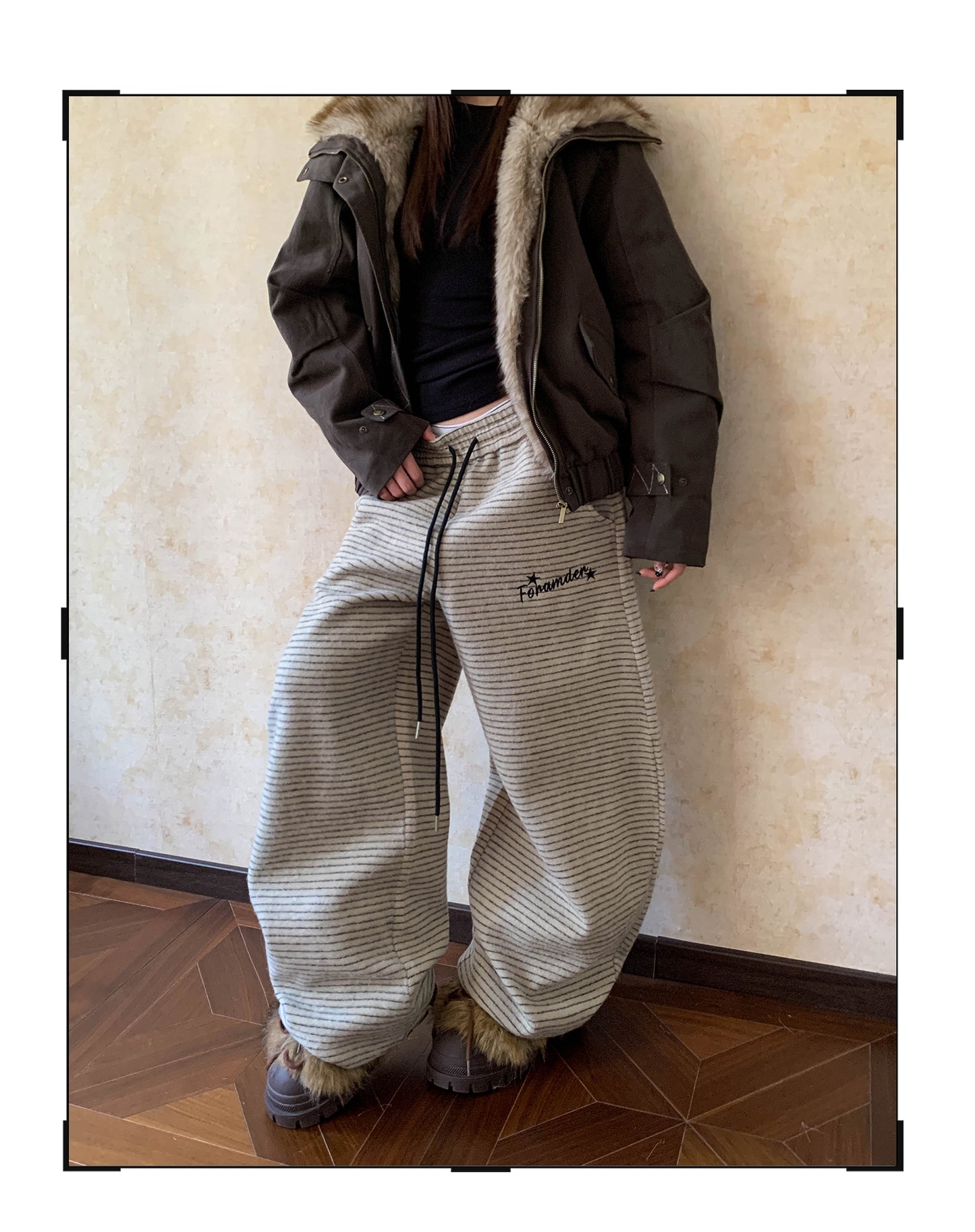 ボーダー柄スウェットパンツ TK0364