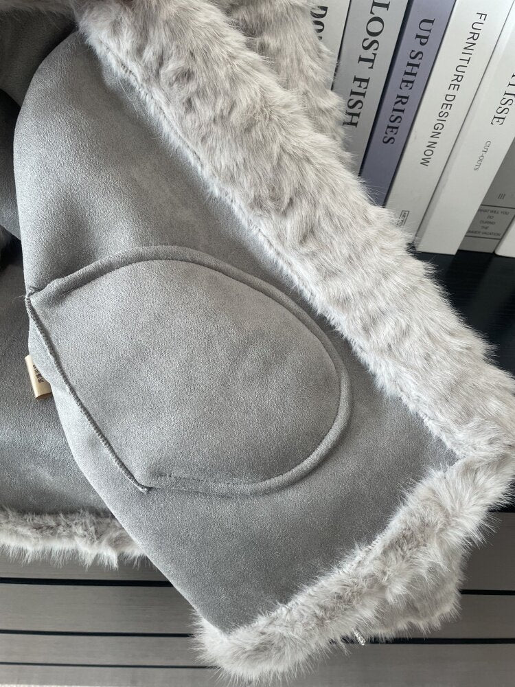 リボン付きファー襟ボアコート TK0367