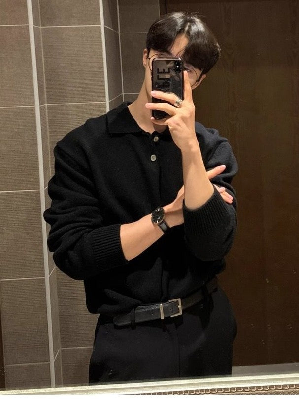 ポロカラー ボタンニットプルオーバー TK0395