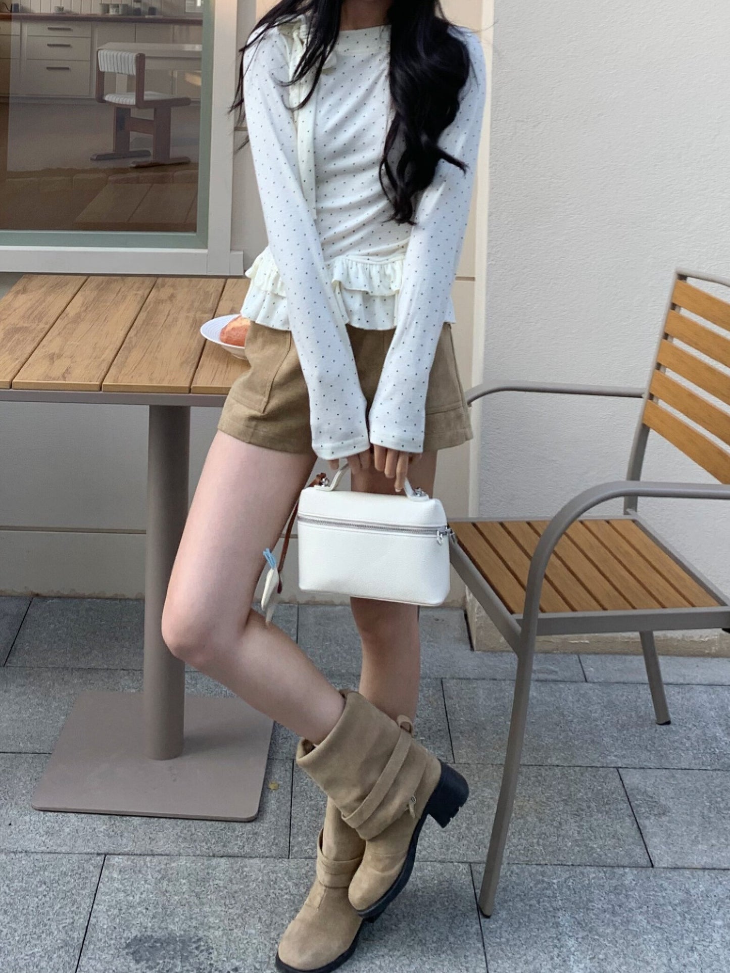 ドット柄 フリルヘムインナートップス TK0398