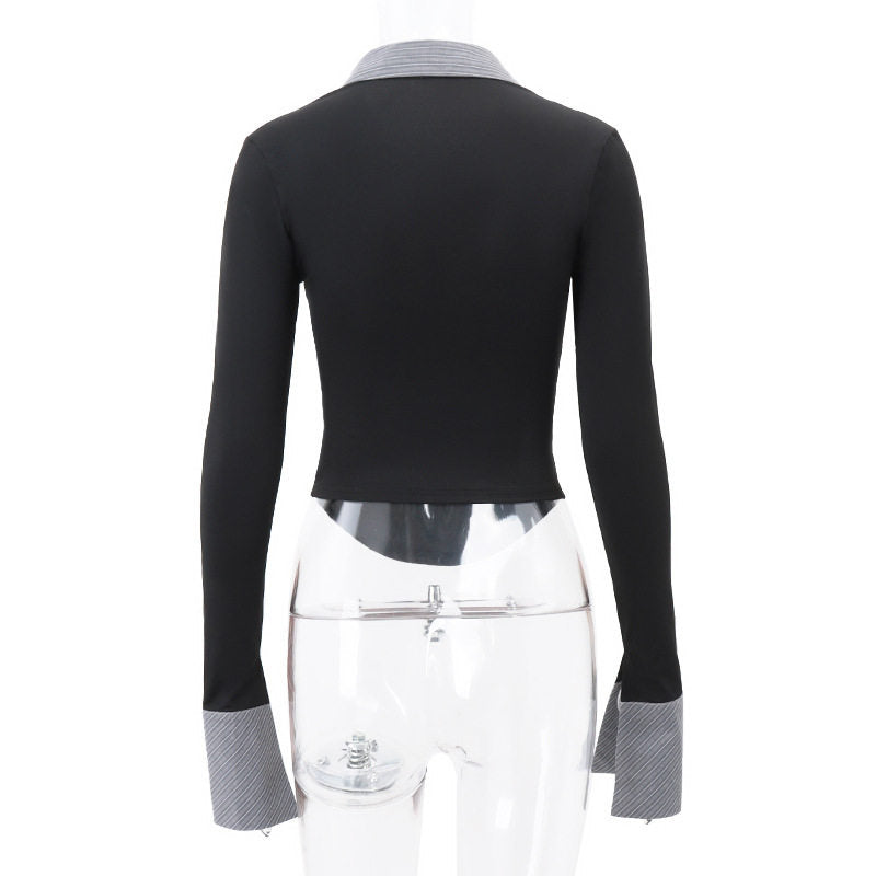 ストライプ切り替え ロングスリーブT TK0426