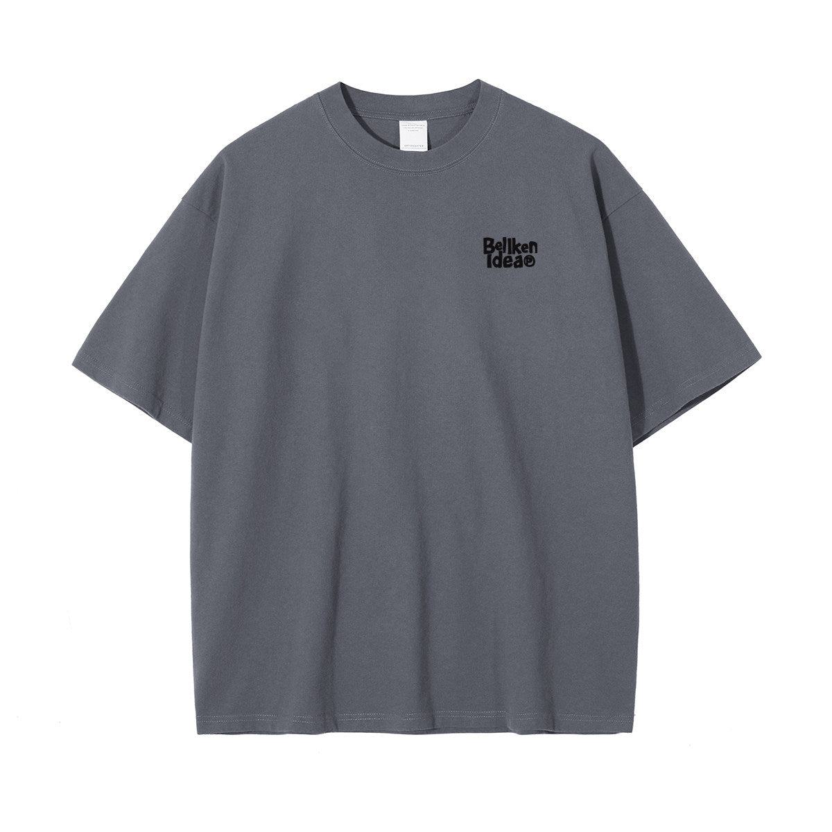 グレーコットンロゴプリントTシャツ TK0510