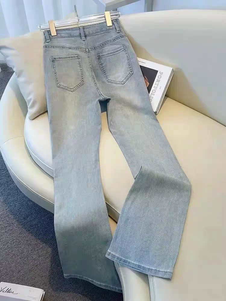 星柄ストーン付きフレアデニムパンツ TK0513
