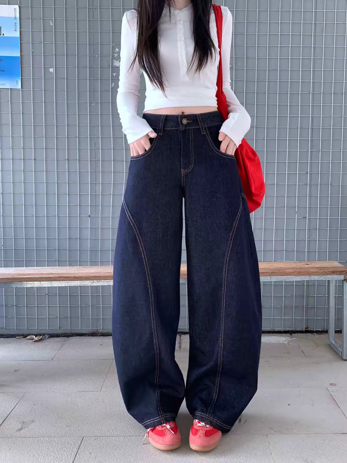 ヴィンテージハイウエストカーブデニムパンツ TK0566