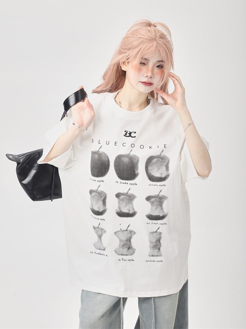 「yakko.ft2」ヴィンテージ風プリントルーズTシャツ ZB017