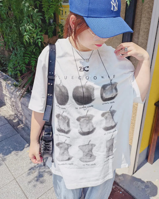 「yakko.ft2」ヴィンテージ風プリントルーズTシャツ ZB017