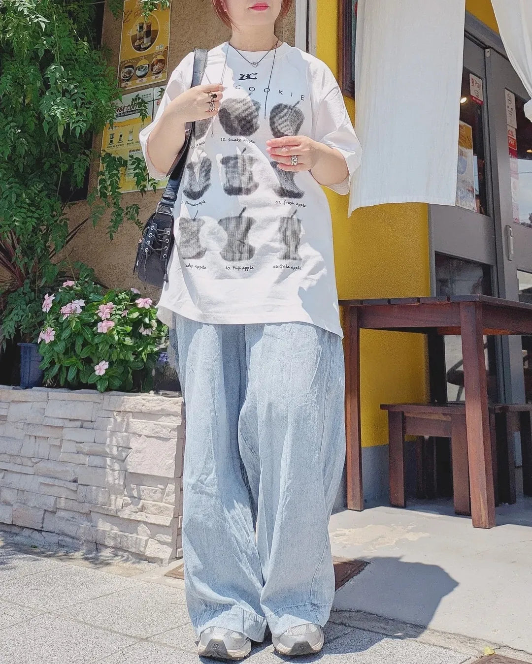 「yakko.ft2」ヴィンテージ風プリントルーズTシャツ ZB017