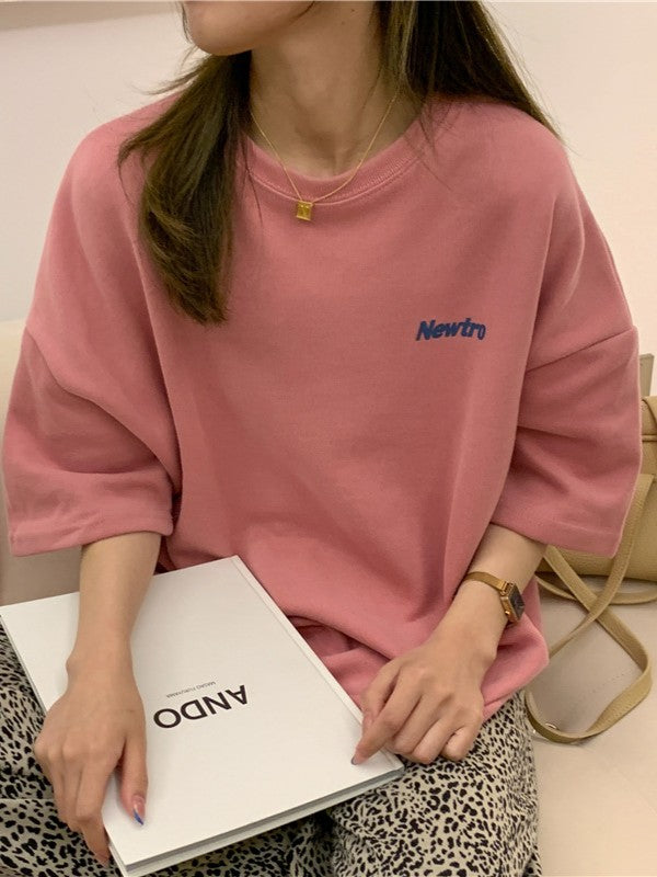 ラウンドネックゆったりミディTシャツ ZB019