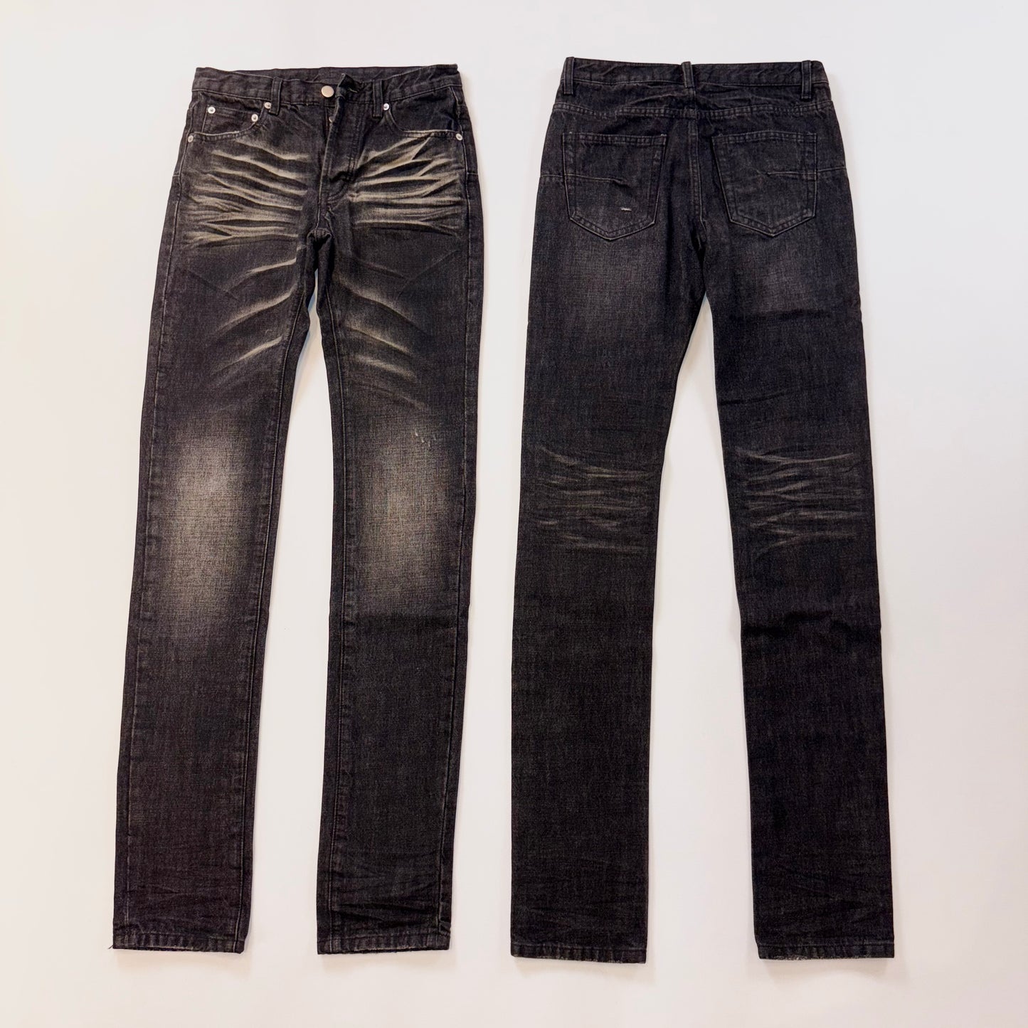 ウォッシュドブラック スリムデニムパンツ ZB054
