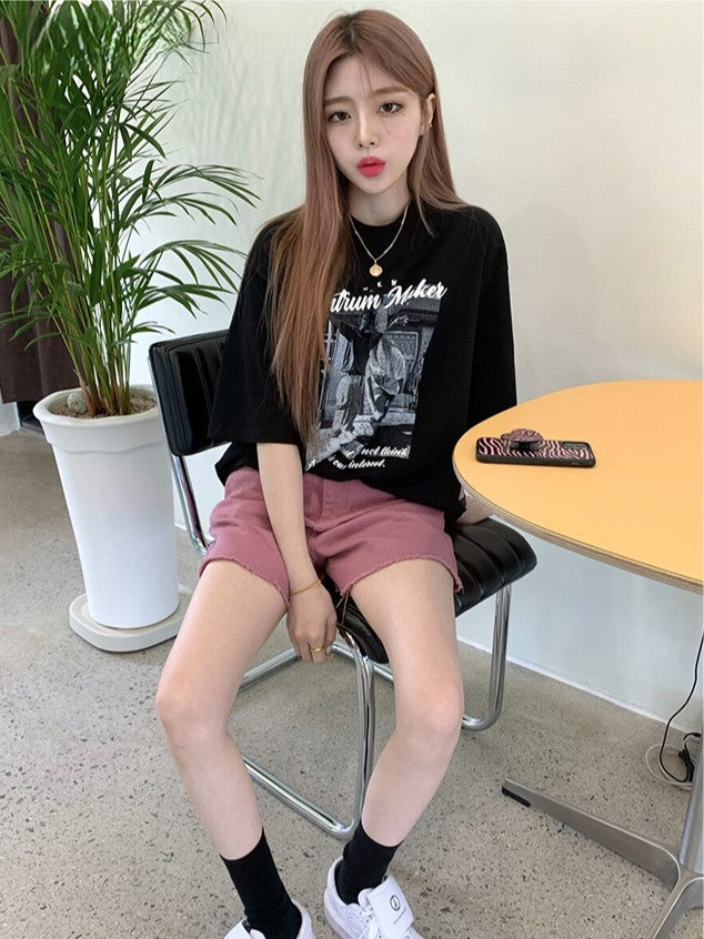 ヒップホップ風 綿素材 プリントTシャツ ZB070