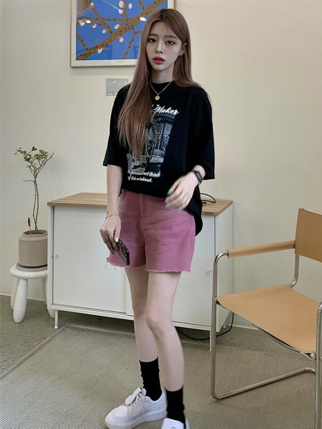ヒップホップ風 綿素材 プリントTシャツ ZB070