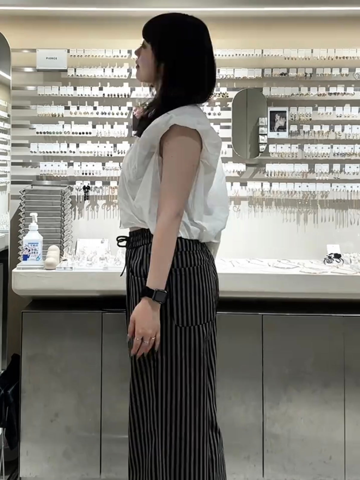 「hiinaaii24」ストライプワイドパンツ TK0203