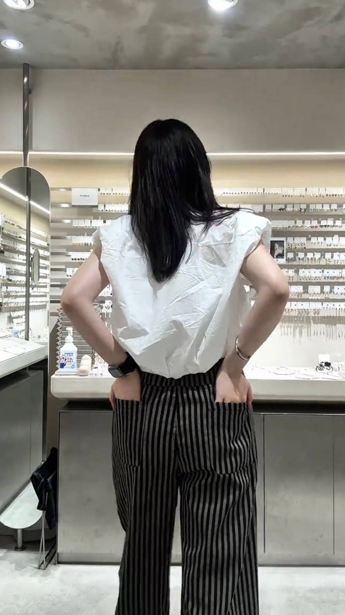 「hiinaaii24」ストライプワイドパンツ TK0203