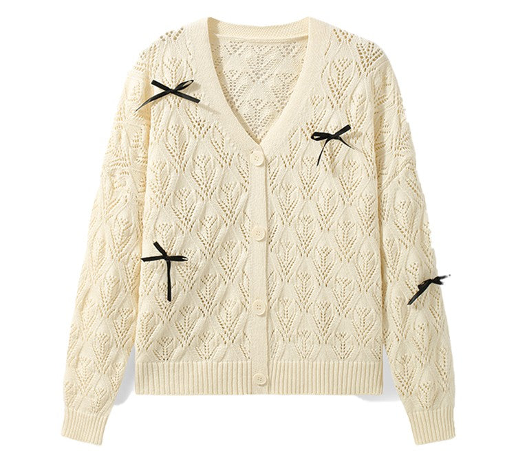 透かし編みリボンカーディガン TK0041