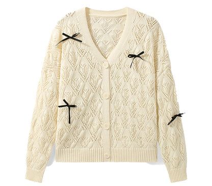 透かし編みリボンカーディガン TK0041