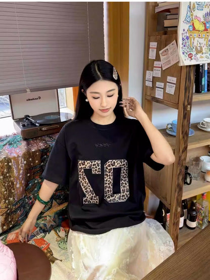 ヒョウ柄ロゴTシャツ TK0104
