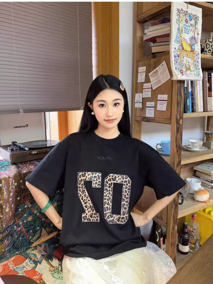 ヒョウ柄ロゴTシャツ TK0104