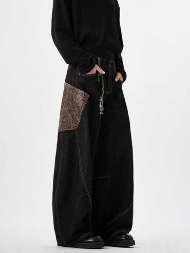 「人気No.1 」パイソン柄ステッチワイドパンツ TK0158