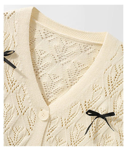 透かし編みリボンカーディガン TK0041