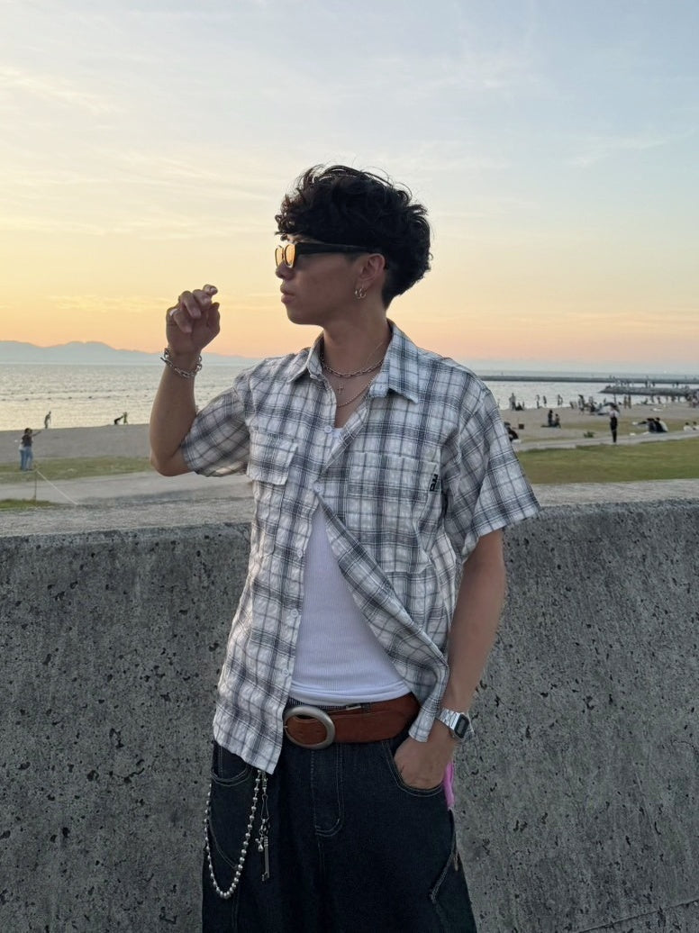 「1oyv_yqo3」チェック柄半袖シャツ TK0231