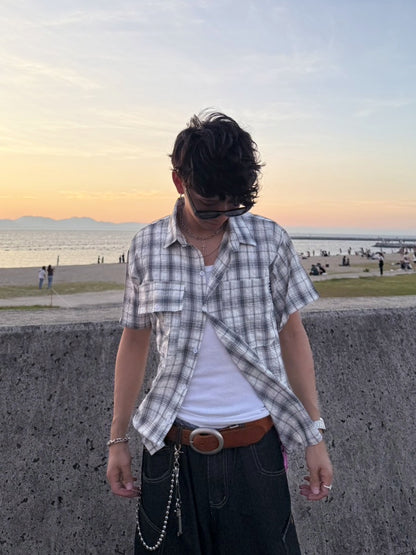 「1oyv_yqo3」チェック柄半袖シャツ TK0231