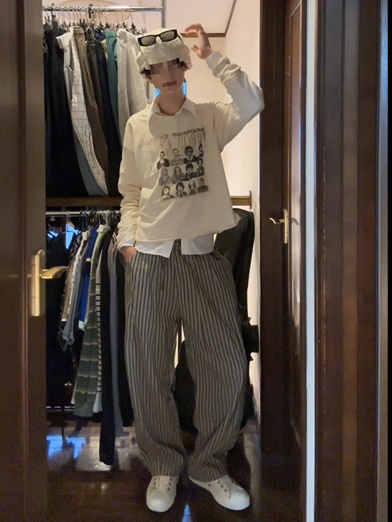 「asparabe_kon」ストライプワイドパンツ TK0203