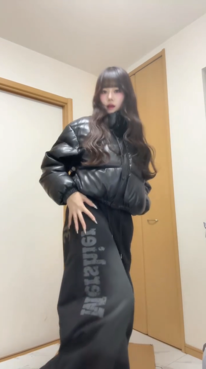 「yui_shirakawa」ブラックグラデーション カーブスウェットパンツ  TK0288