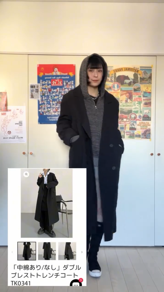 「_manafuku_」ダブルブレストトレンチコート TK0341