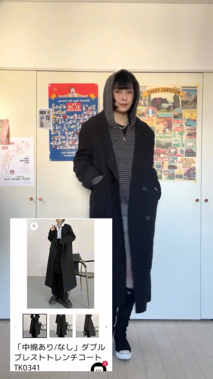 「_manafuku_」ダブルブレストトレンチコート TK0341