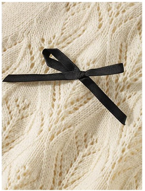 透かし編みリボンカーディガン TK0041