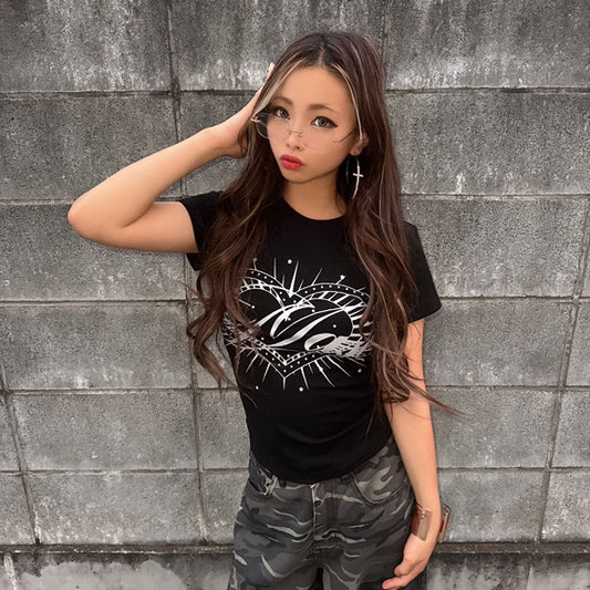 「marin__310」ハート柄Tシャツ TK0011