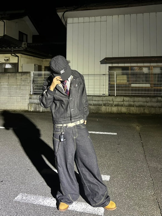 「kid__65」パイソン柄ステッチワイドパンツ TK0158