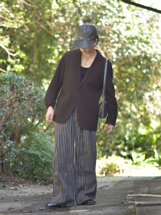 「kumagai」ストライプワイドパンツ TK0203