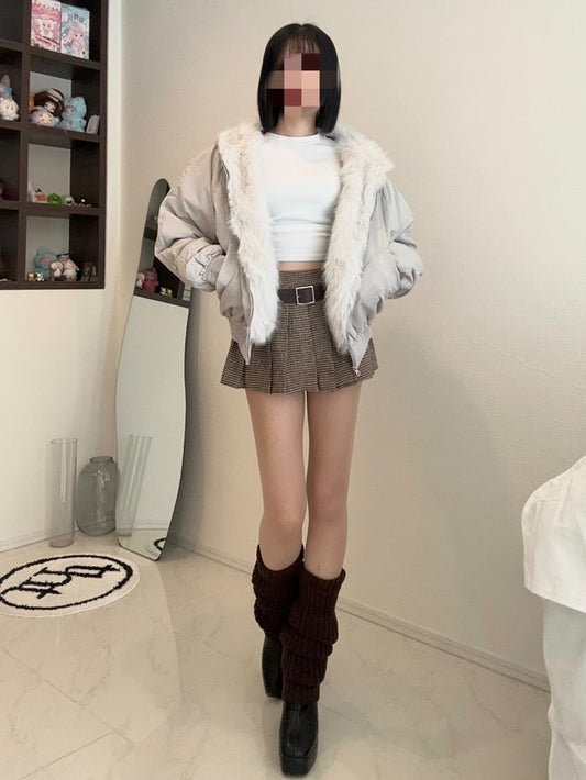 「reistyle_twinkle」ファー付きフードパーカーコート ボアジャケット TK0338