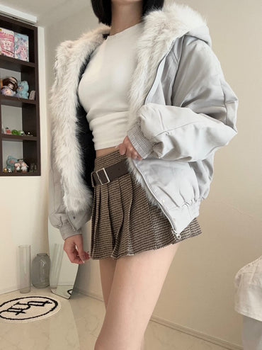 「reistyle_twinkle」ファー付きフードパーカーコート ボアジャケット TK0338