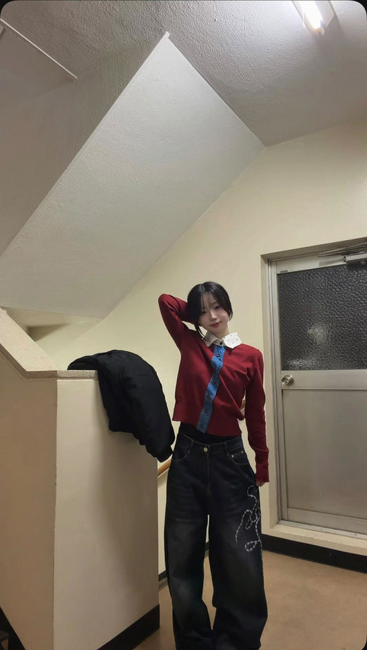 「imhina」ローズ刺繍デニムパンツ TK0268