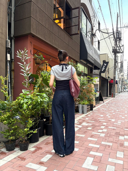 「_manafuku_」ドットバルーンデニムパンツ TK0479