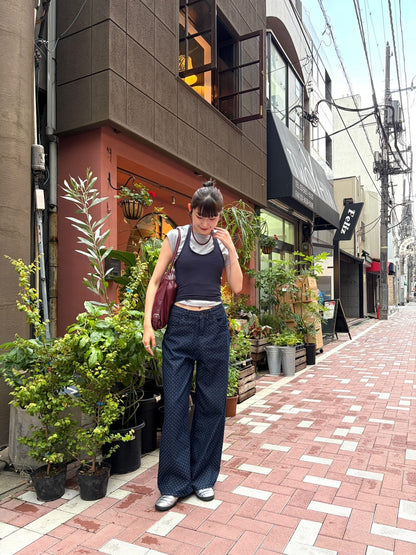 「_manafuku_」ドットバルーンデニムパンツ TK0479