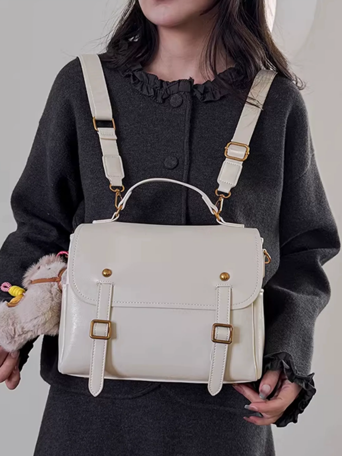 レトロフラップスクエアショルダーバッグ BB045
