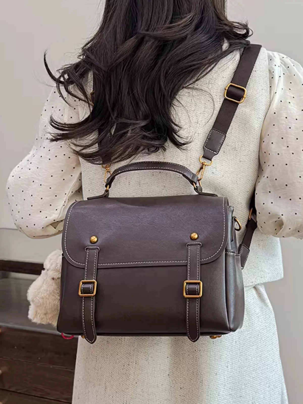 レトロフラップスクエアショルダーバッグ BB045