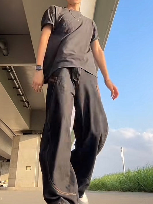 「v____k__」パイソン柄ステッチワイドパンツ TK0158