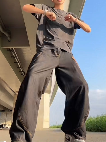 「v____k__」パイソン柄ステッチワイドパンツ TK0158